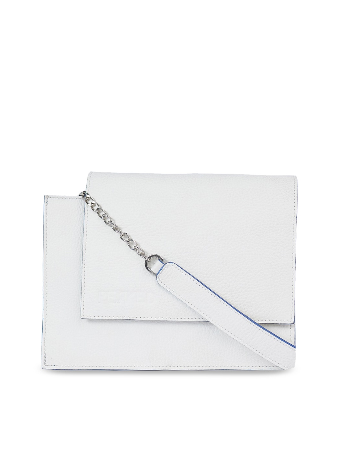 

PERKED White Leather Structured Sling Bag
