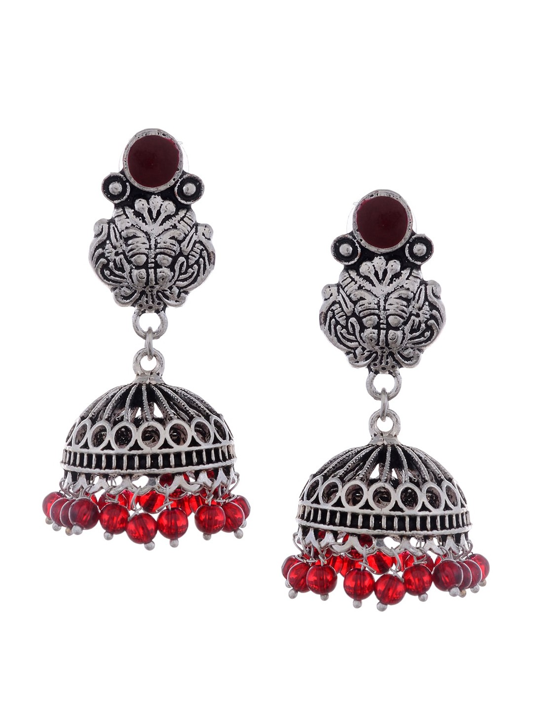 

Silvermerc Designs Silver-Toned Contemporary Jhumkas Earrings