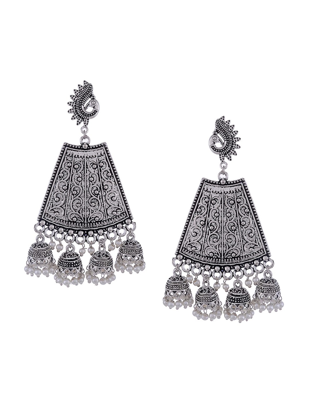 

Silvermerc Designs Silver-Plated Contemporary Oxidised Brass Drop Earrings
