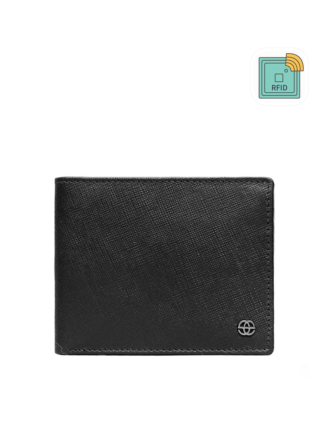 

Eske Men Black Textured Leather Two Fold Wallet