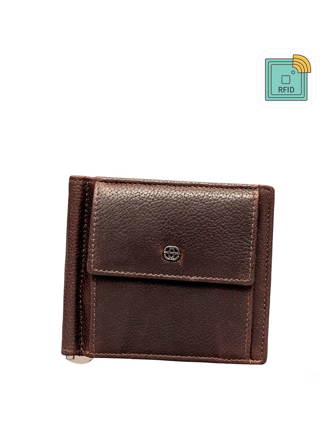 

Eske Men Brown Leather Two Fold Wallet With Front Flap Coin Pocket