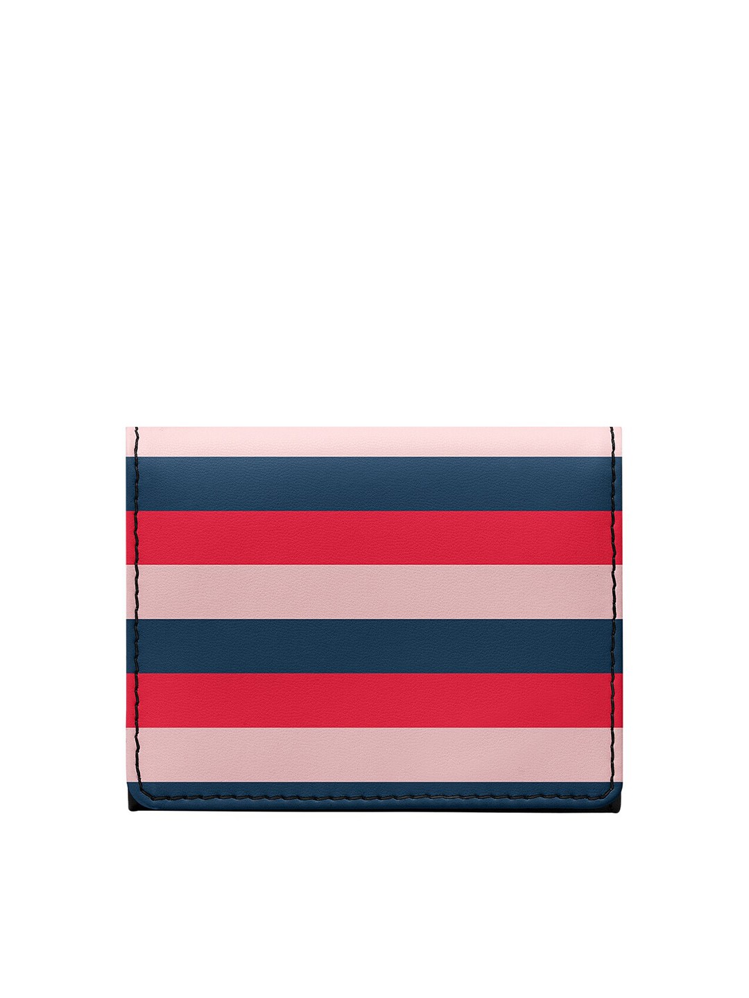 

DailyObjects Unisex Navy Blue & Fuchsia Striped Printed PU Card Holder