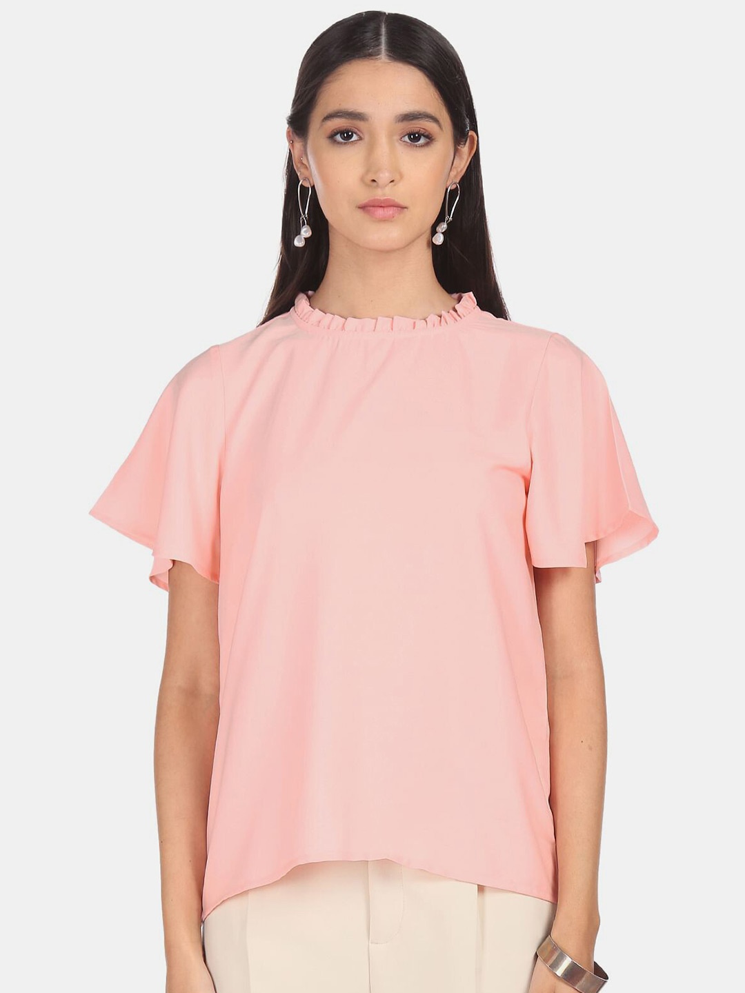 

SHFFL Women Pink Flared Sleeve Top
