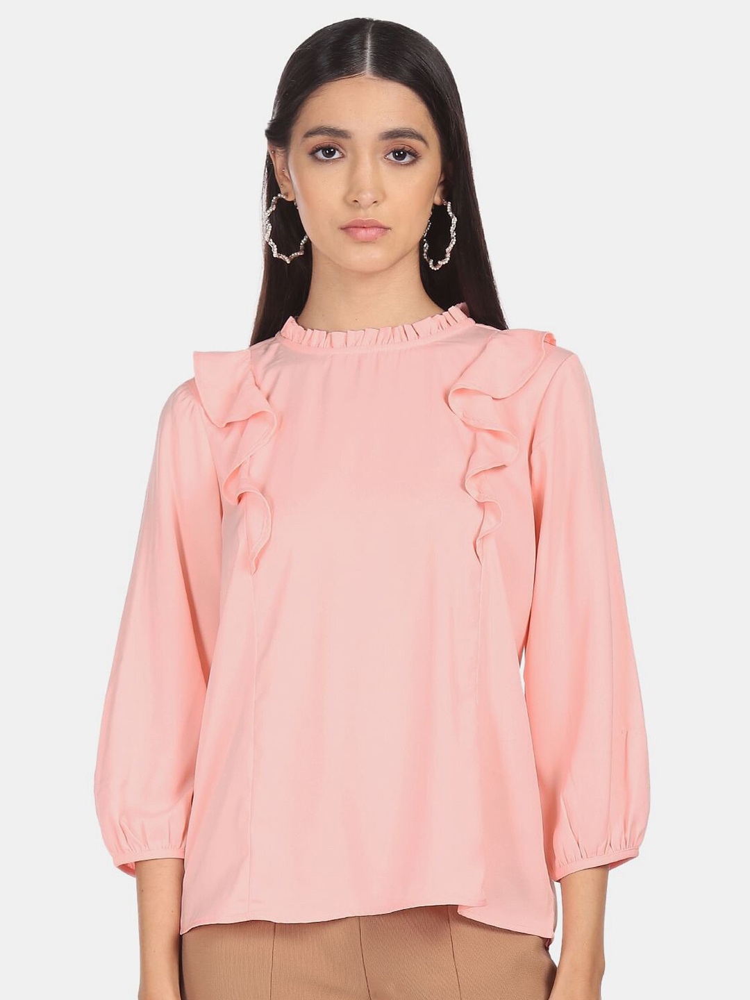 

SHFFL Women Peach-Coloured Solid Top