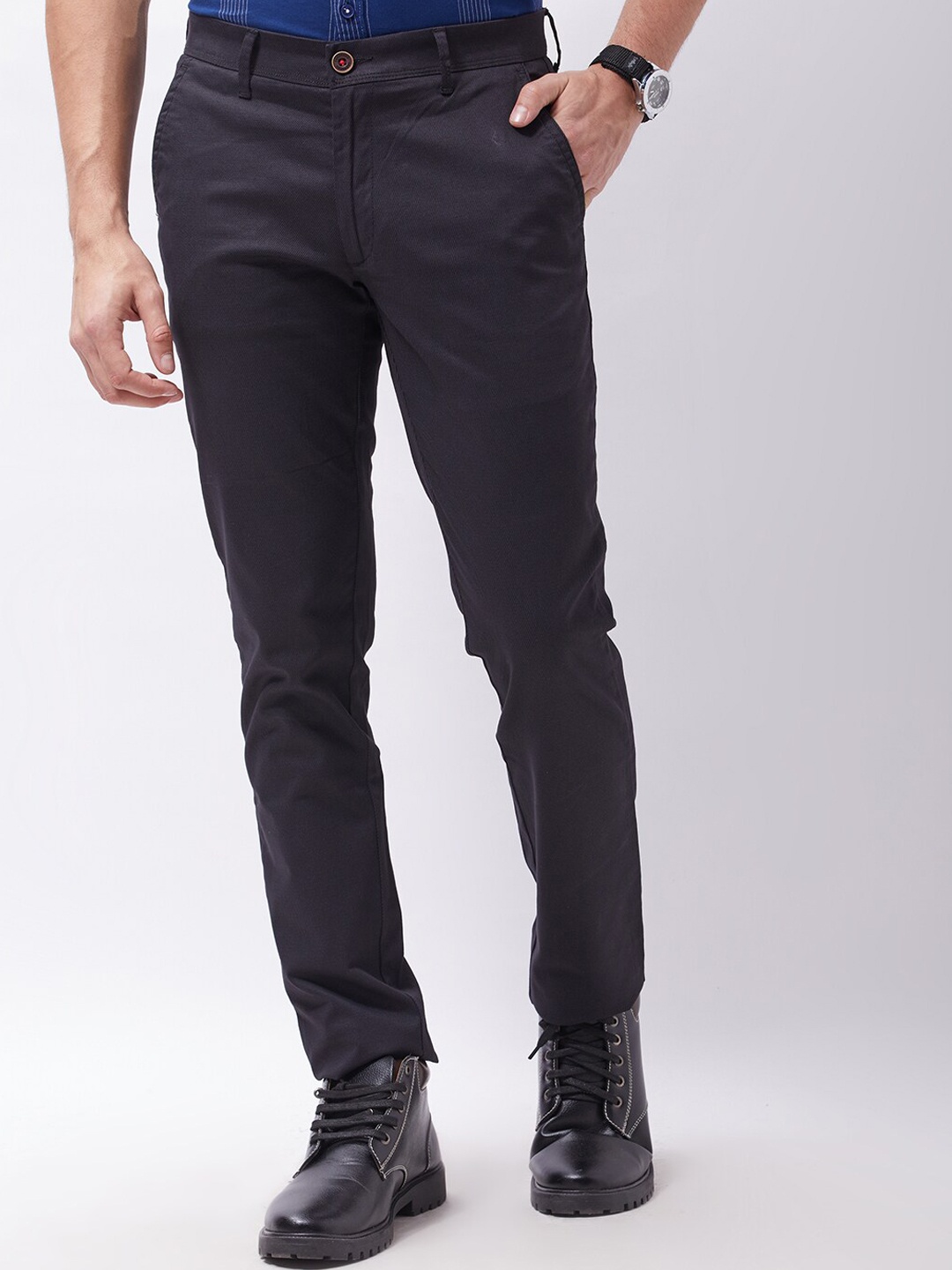 

Oxemberg Men Black Slim Fit Trousers