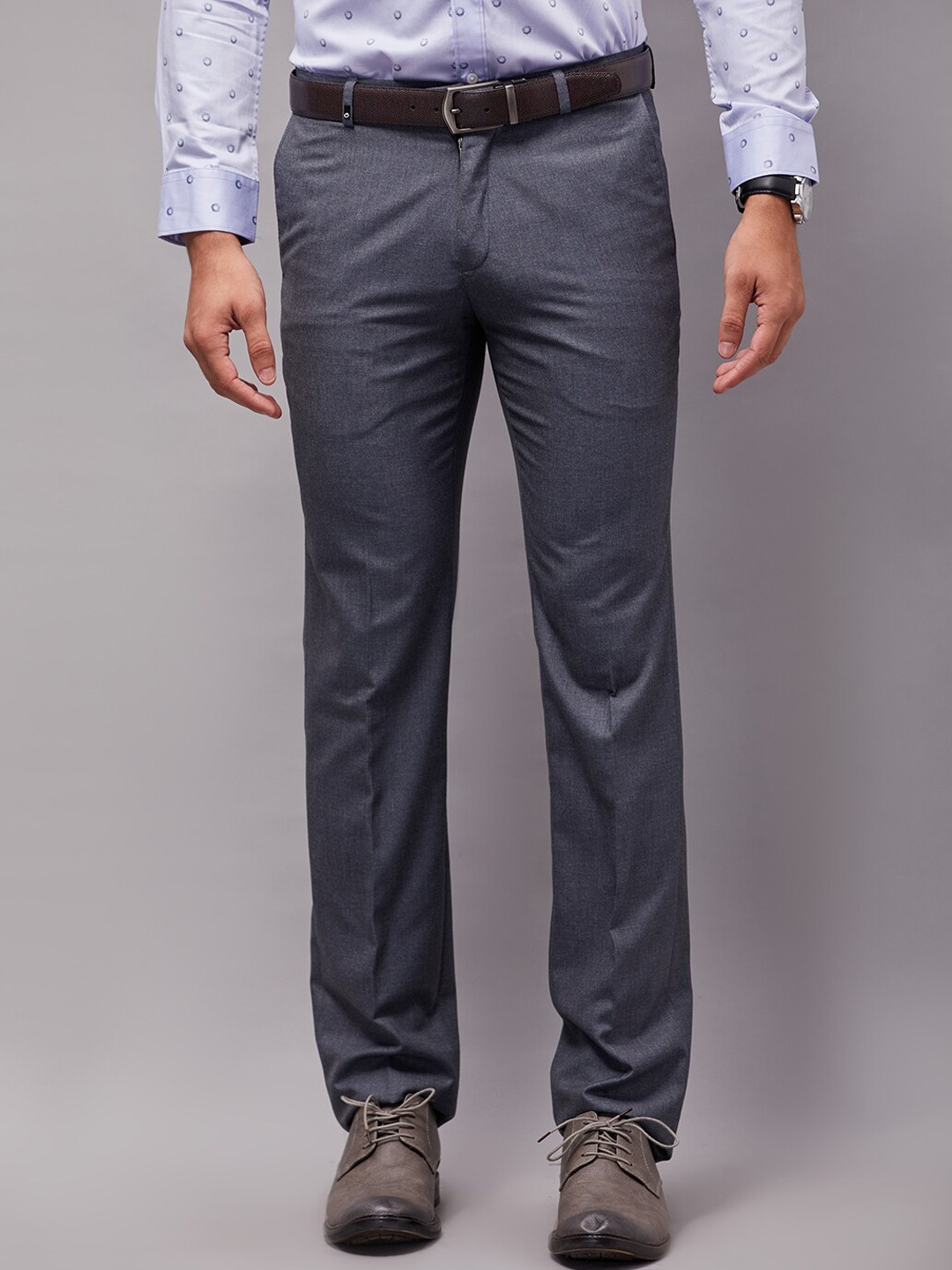 

Oxemberg Men Grey Slim Fit Trousers