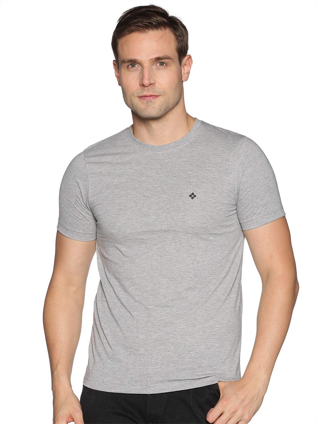 

Dollar Men Grey Melange Cotton T-shirt