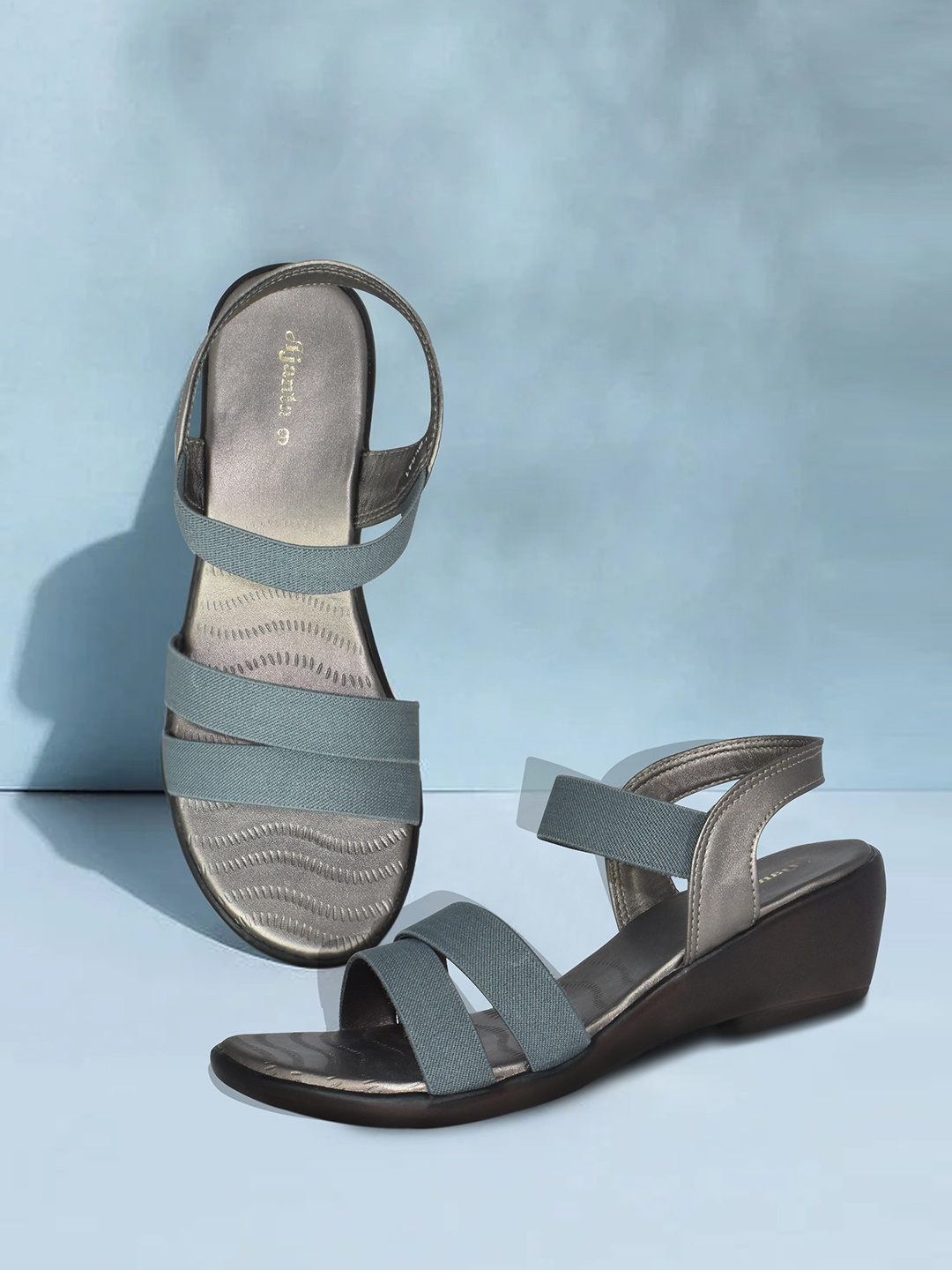 

Ajanta Two Strap Comfort Heels With Backstrap, Grey