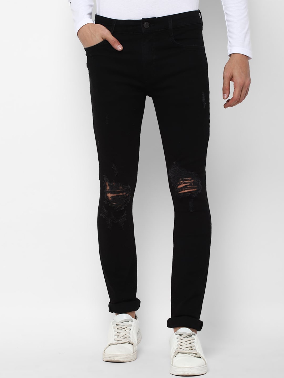 

FOREVER 21 Men Black Skinny Fit Stretchable Jeans