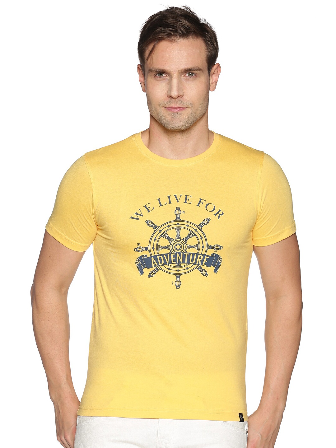 

Dollar Men Yellow Graphic Printed Cotton T-shirt