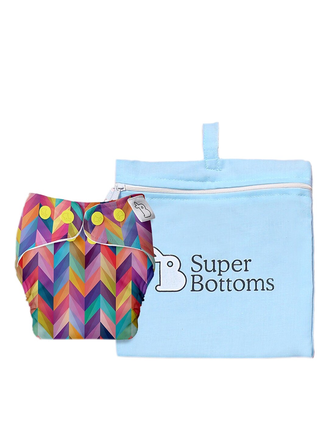 

SuperBottoms Infant Kids Multi-coloured UNO Trim Cloth Sustainable Diaper With Easy Snap Technology