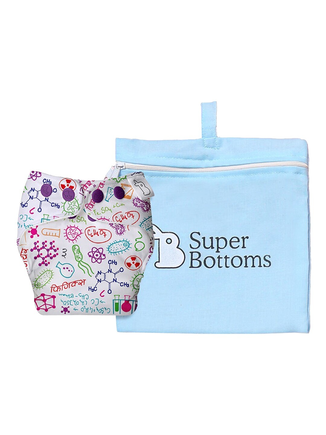 

SuperBottoms Kids Multi-Coloured Printed UNO Trim Cloth Diaper With Easy Snap Technology