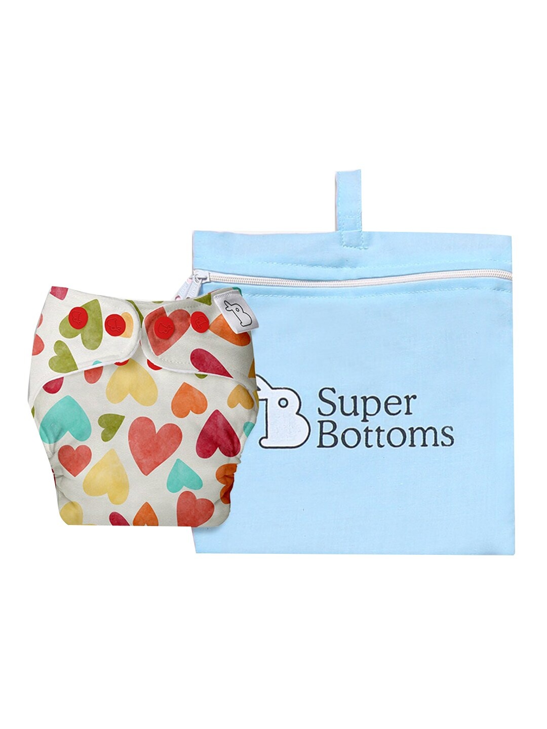 

SuperBottoms Kids White & Red Printed Pure Organic Cotton UNO Trim Cloth Sustainable Diaper