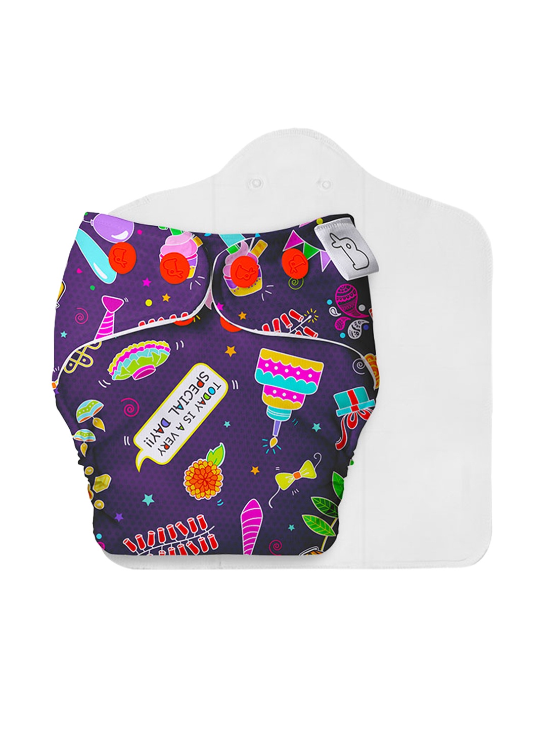 

SuperBottoms Kids UNO Trim Cloth Sustainable Diaper With Easy Snap Technology, Multi