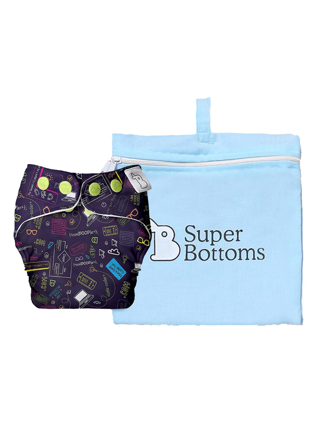 

SuperBottoms Unisex Kids UNO Trim Printed Cloth Sustainable Diaper, Blue