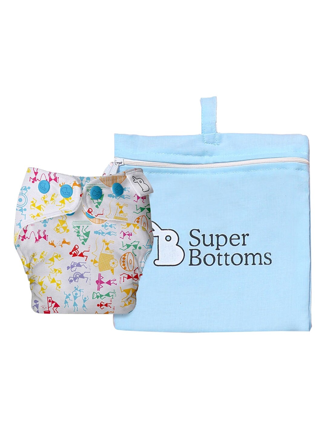 

SuperBottoms Infant Kids UNO Trim Cloth Sustainable Diaper with EasySnap technology, Multi