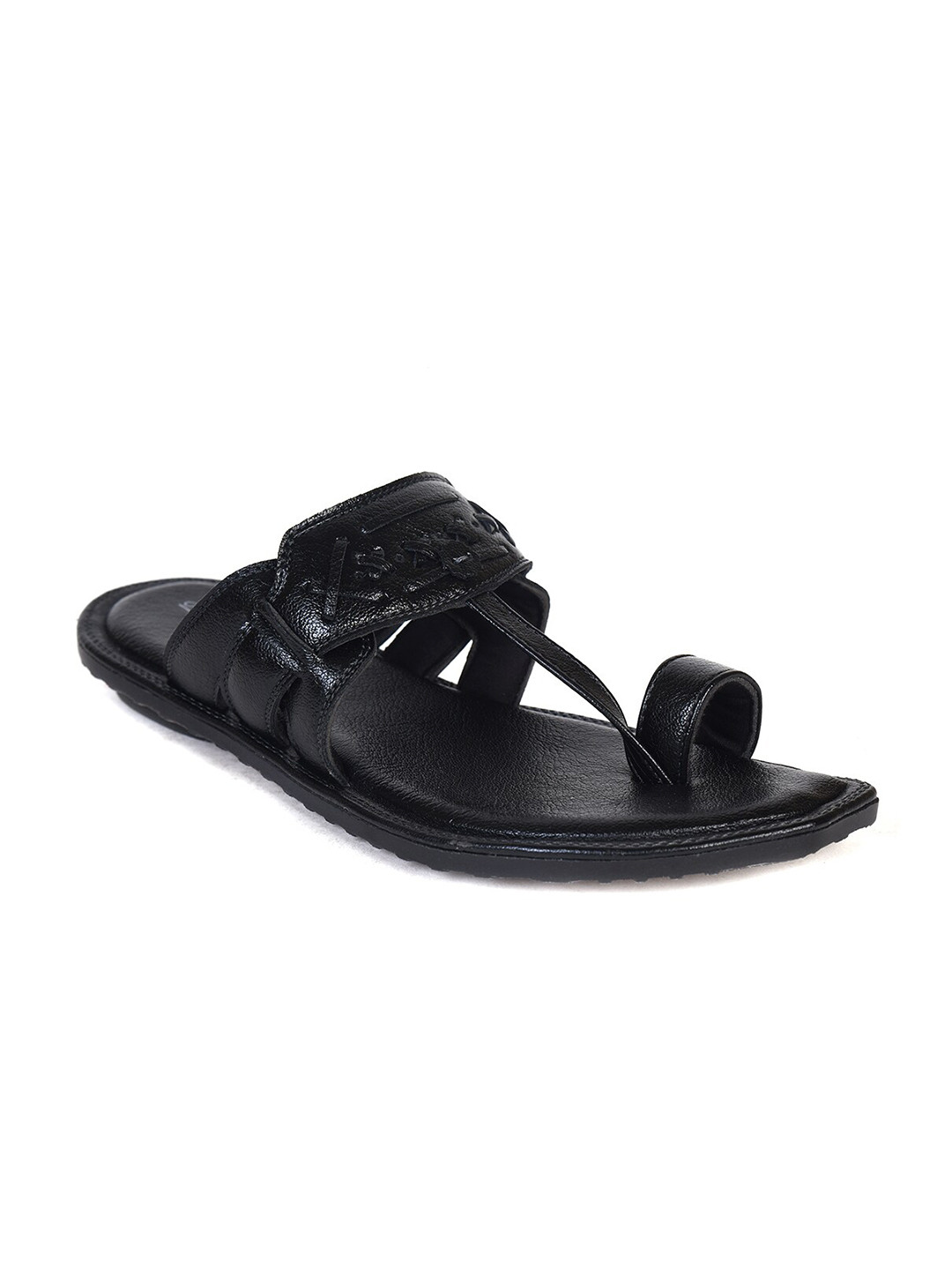 

Ajanta Men Black Textured Comfort Sandals