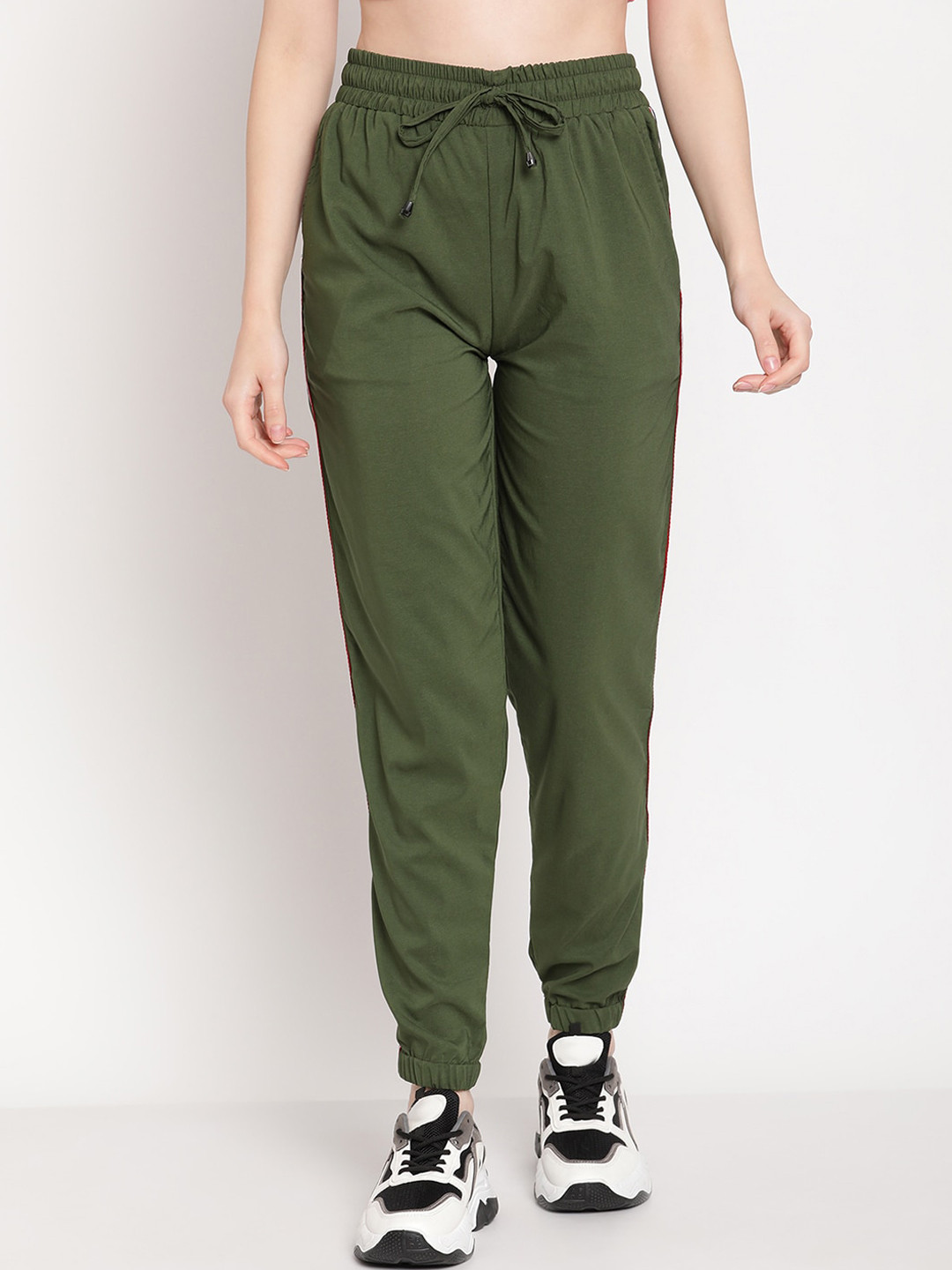 

TAG 7 Women Olive Green High-Rise Joggers