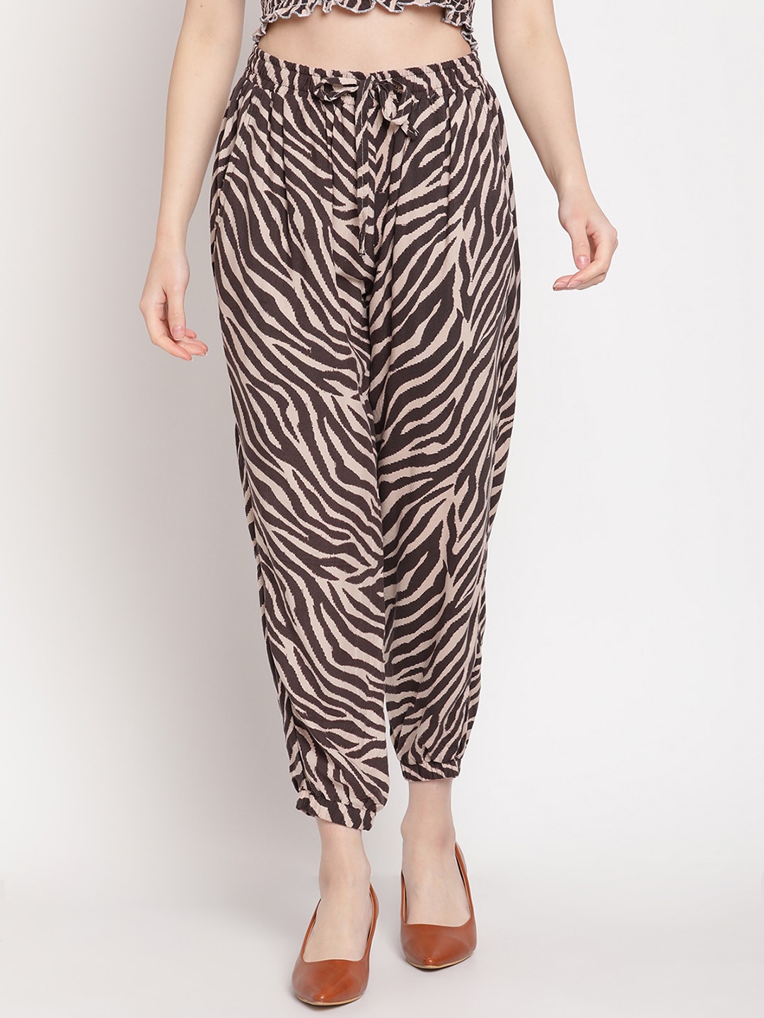 

TAG 7 Women Brown Animal Printed Smart Joggers