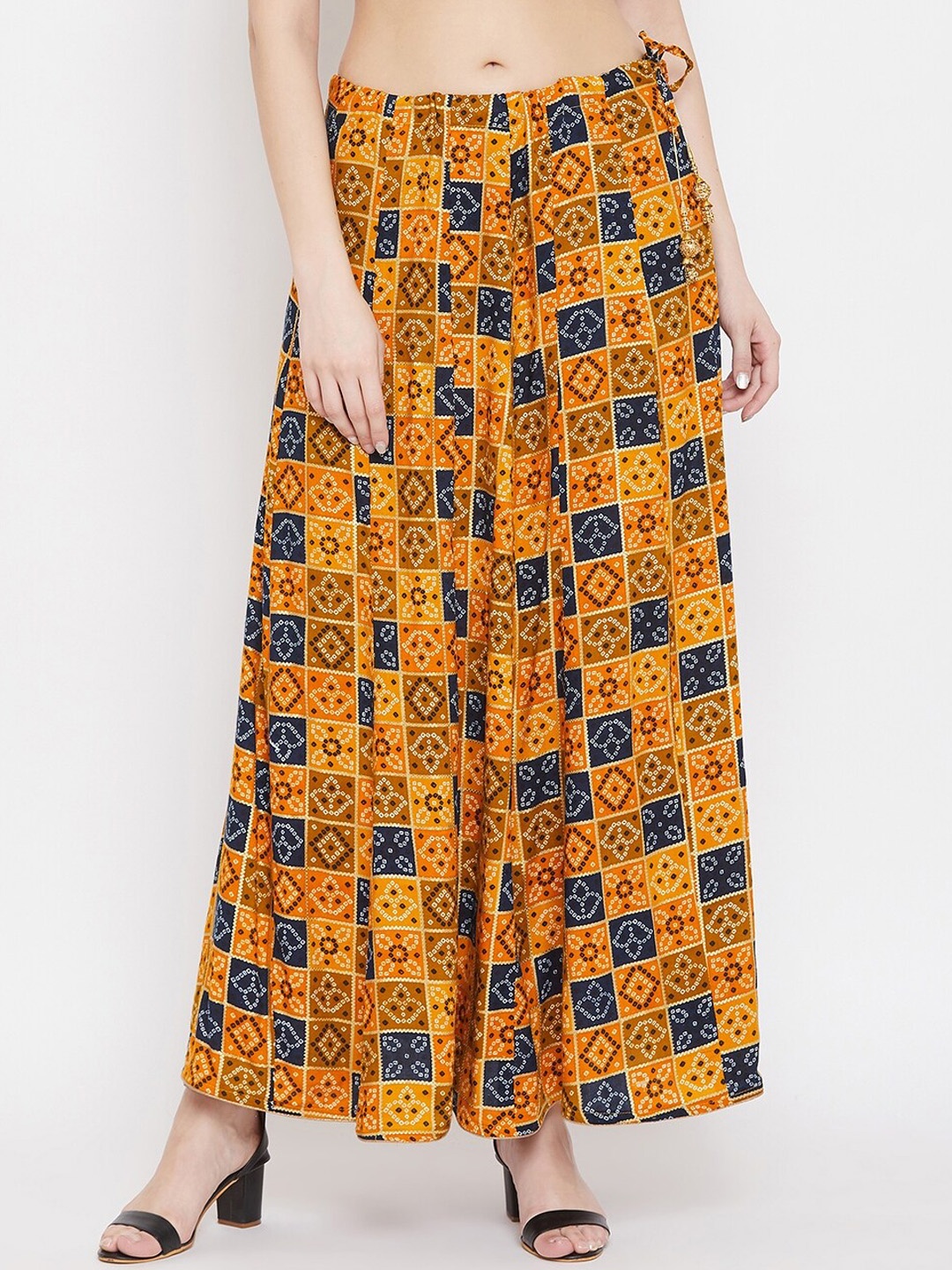 

Clora Creation Women Mustard Yellow Printed Maxi Skirt