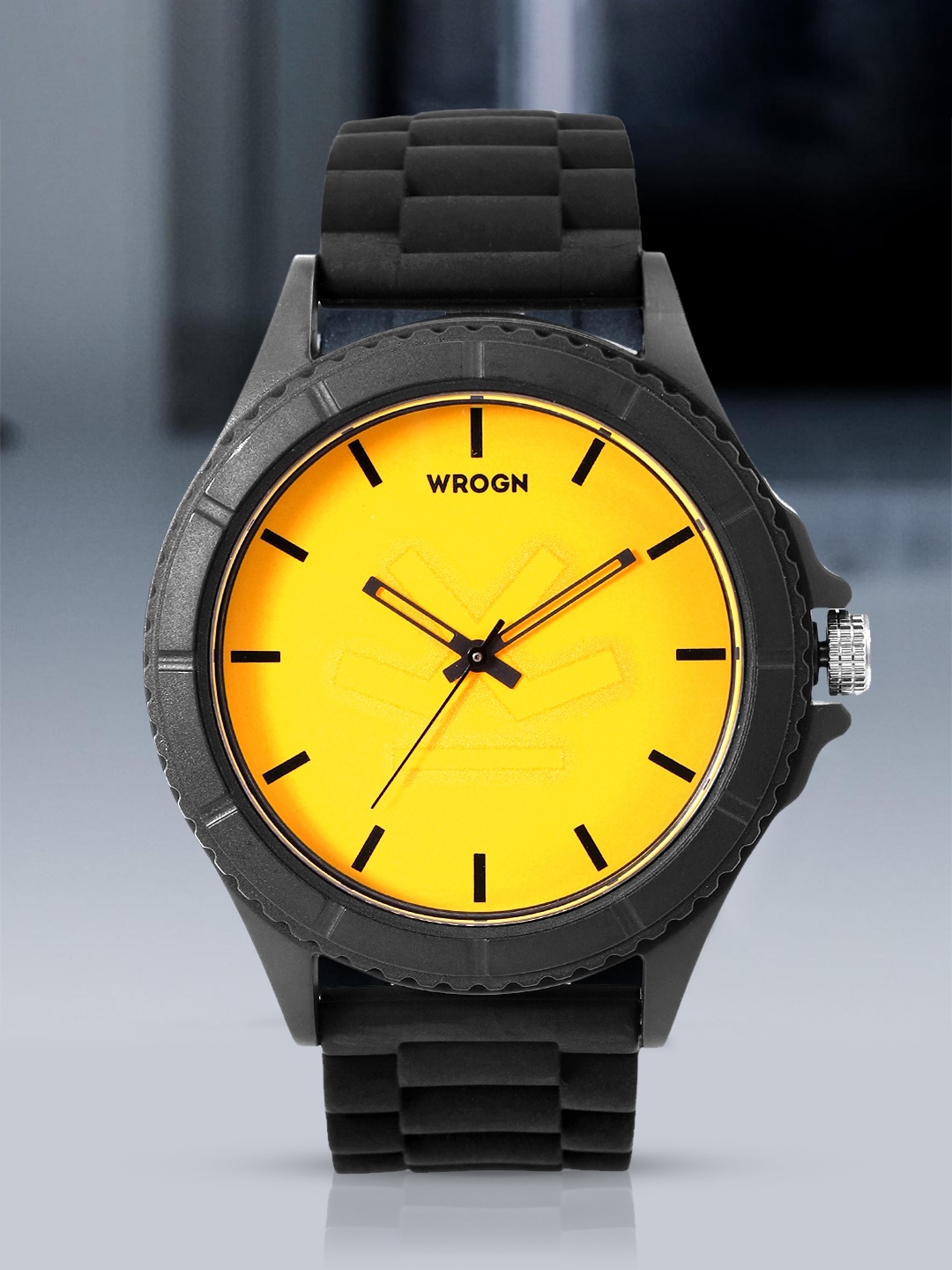 

WROGN Men Yellow Dial & Black Straps Analogue Watch WRG00049G