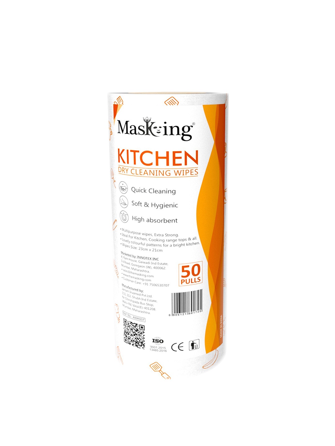 

MasKing Kitchen Dry Cleaning Wipes Roll - 50 Pull, White