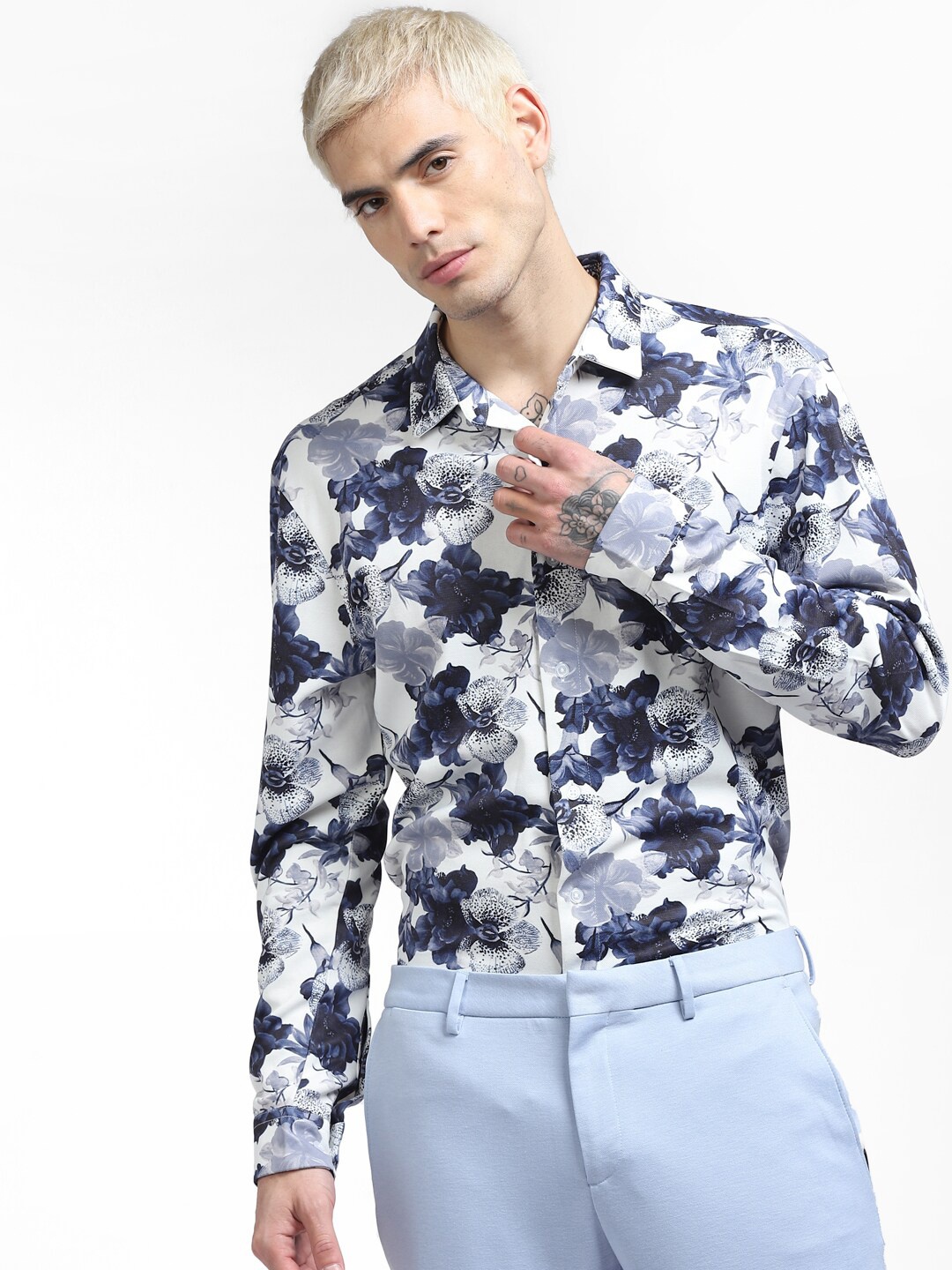 

Jack & Jones Men Blue Slim Fit Casual Cotton Shirt