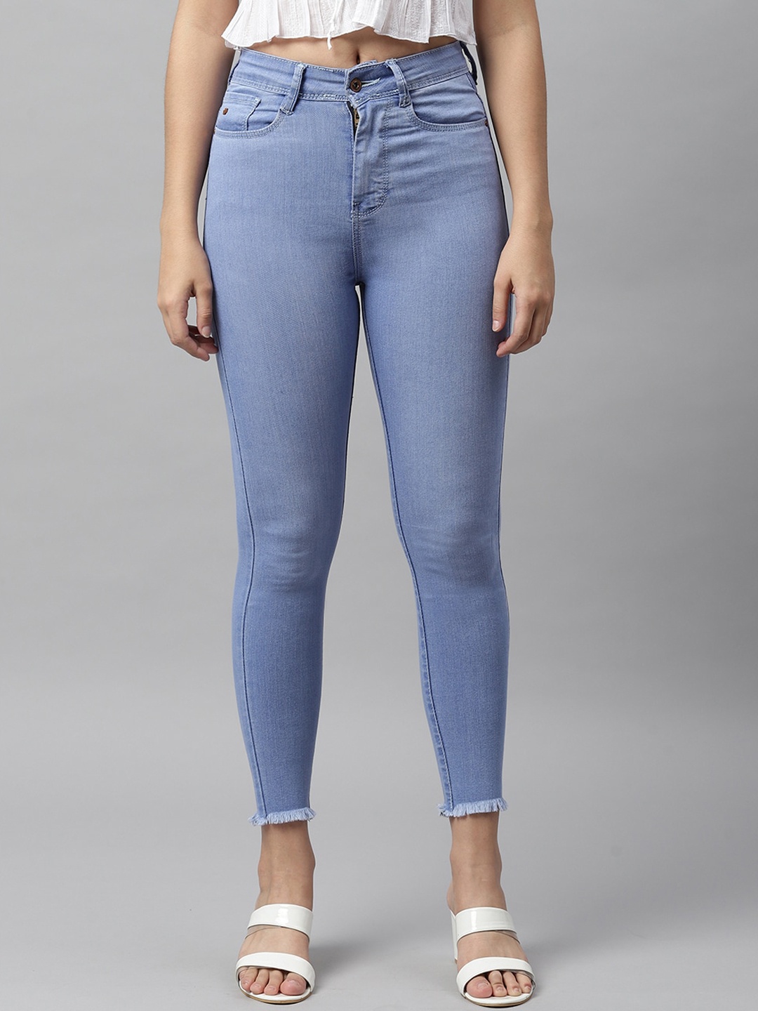 

Code 61 Women Turquoise Blue Skinny Fit High-Rise Stretchable Jeans