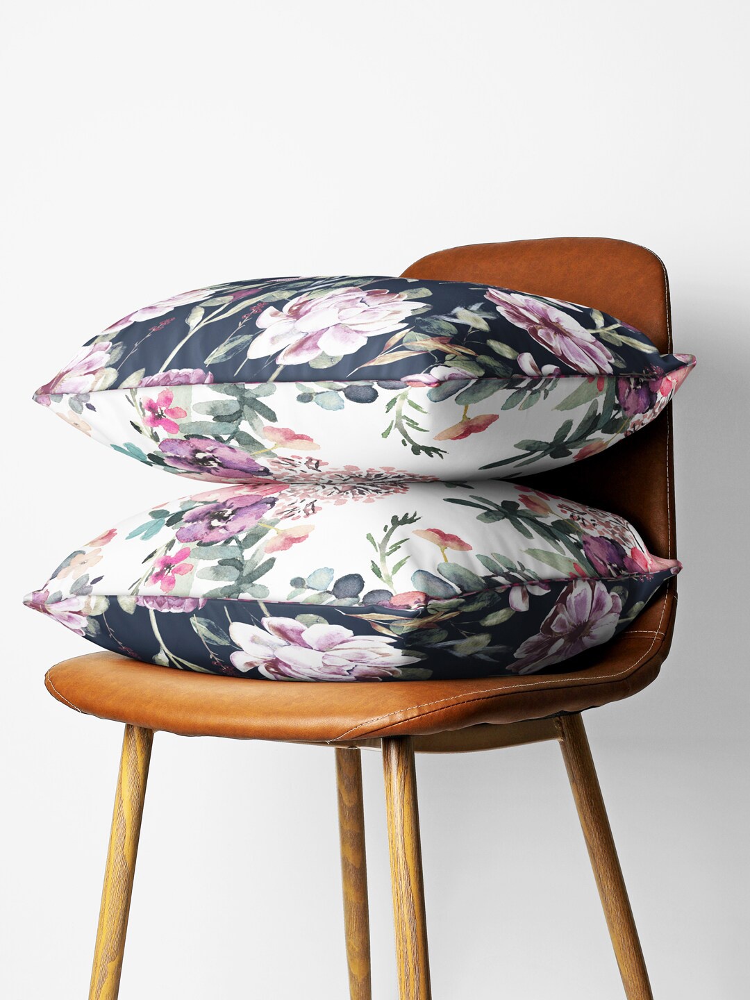 

BIANCA Grey & Purple Set of 2 Floral Square Cushion Covers