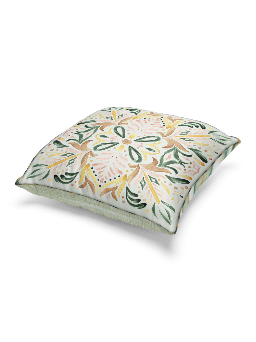 

BIANCA 2 Pcs Green & Beige Ethnic Motifs Square Cushion Covers