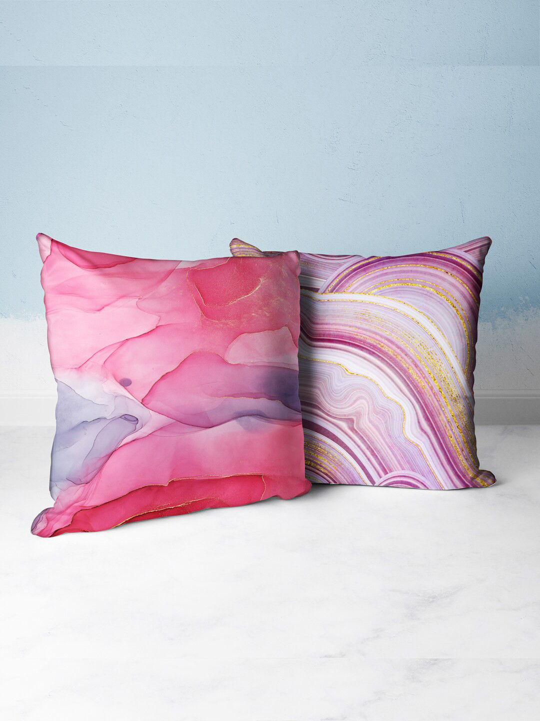 

BIANCA Fuchsia & Purple Set of 2 Abstract Square Cushion Covers