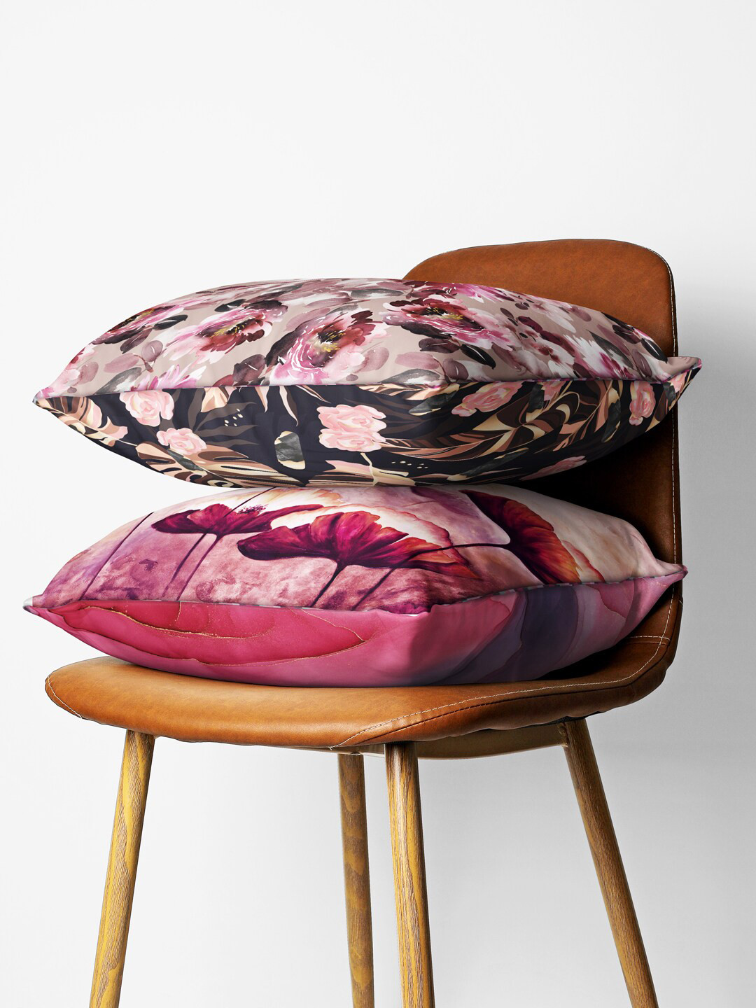 

BIANCA Purple & Pink Set of 2 Floral Square Cushion Covers
