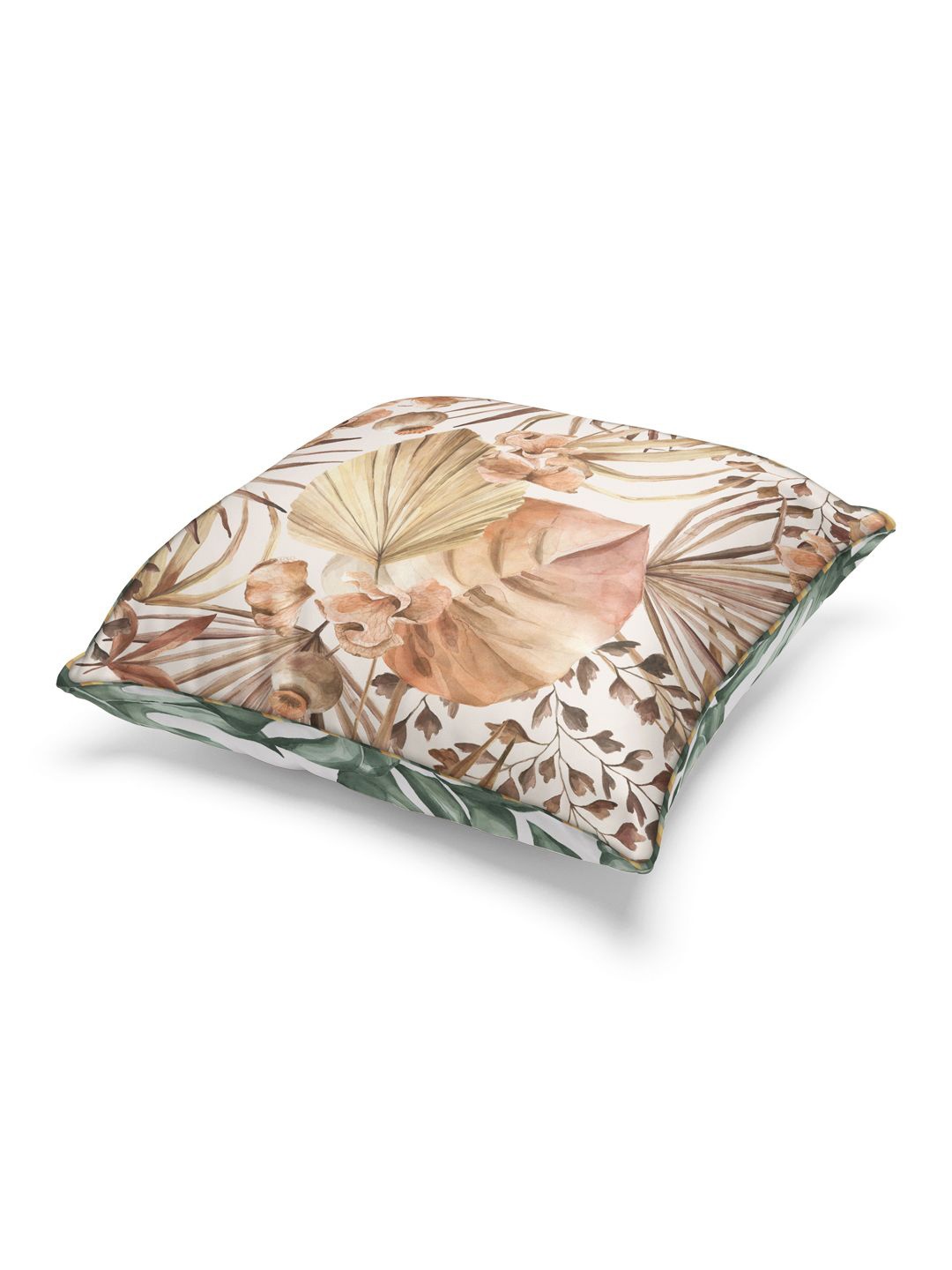 

BIANCA Green & Beige Set of 2 Floral Square Cushion Covers