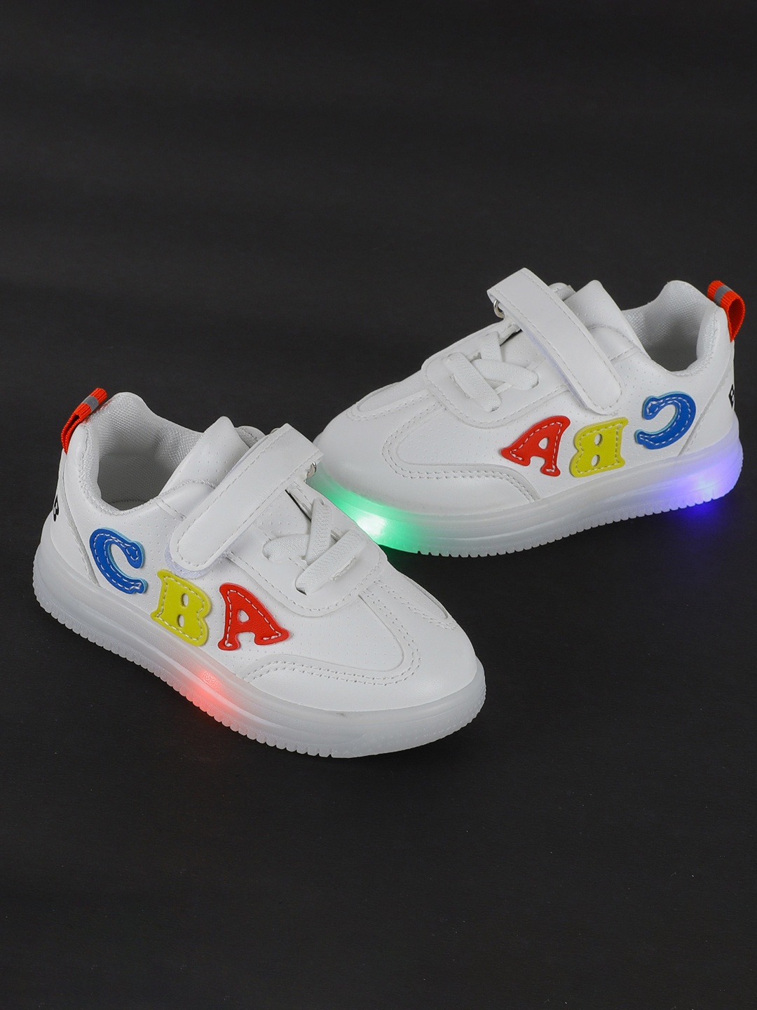 

FEETWELL SHOES Kids Red Printed Sneakers With LED
