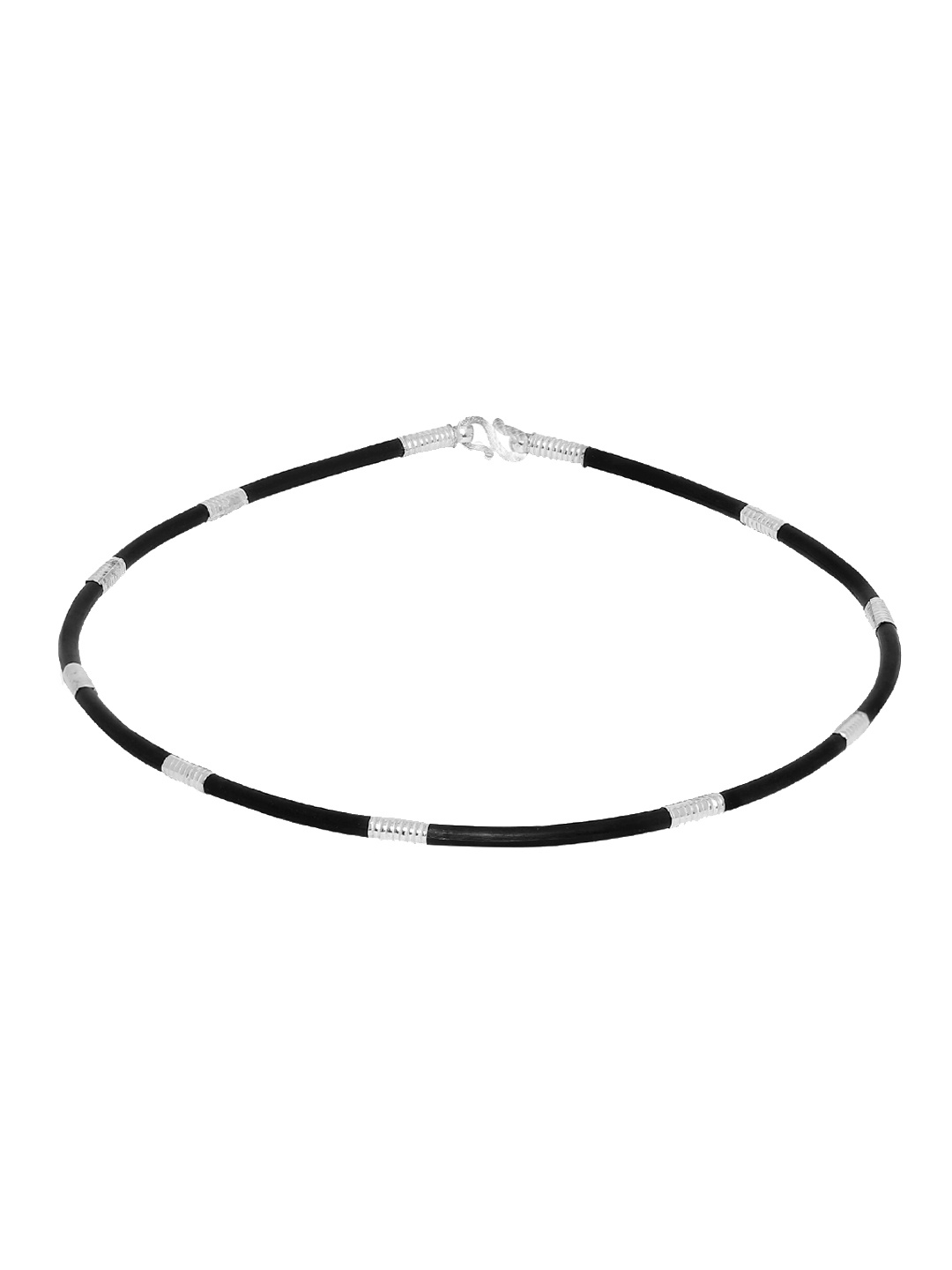 

ahilya Sterling Silver-Plated Black Cord Anklet