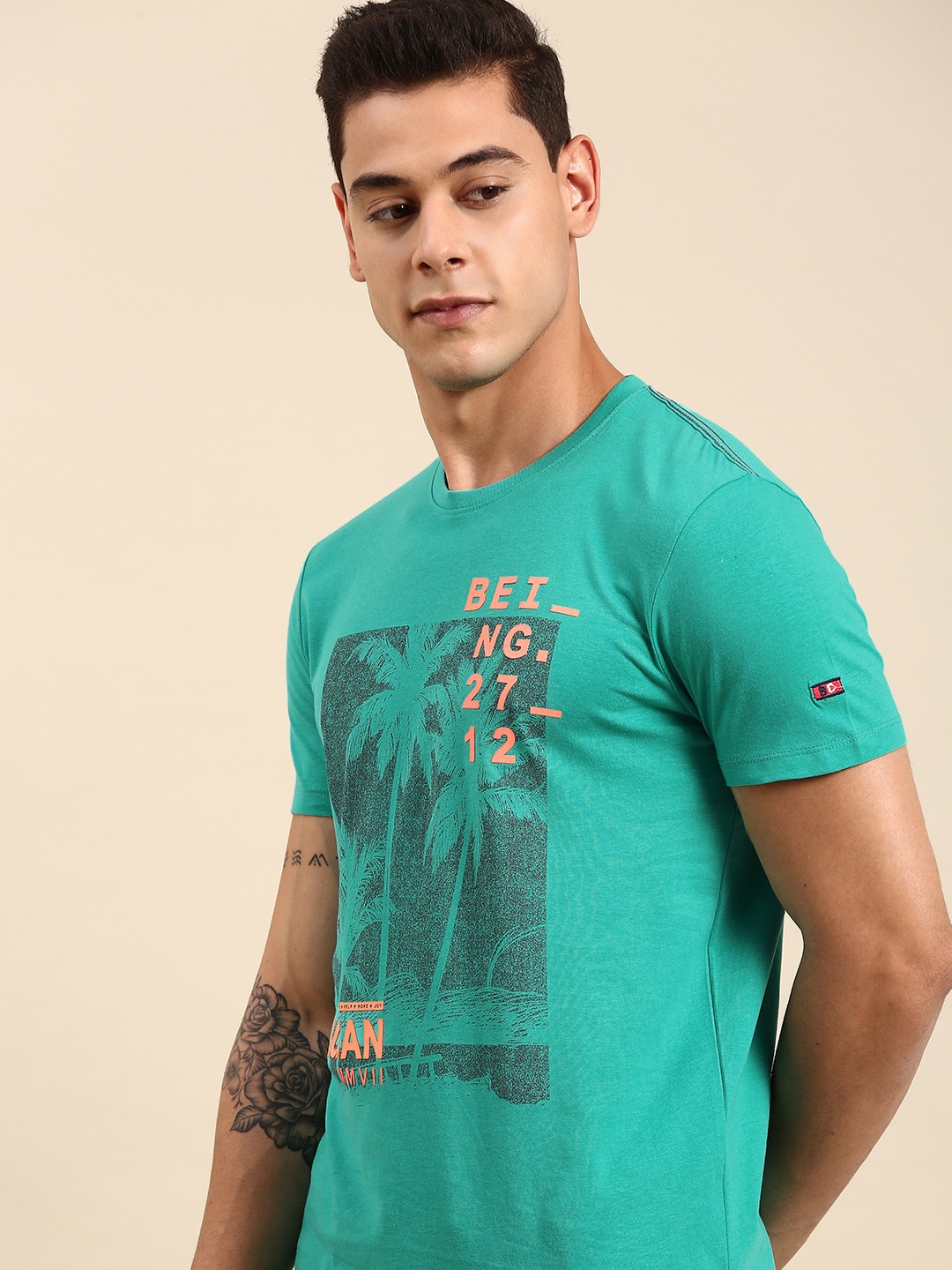 

Being Human Men Sea Green Graphic Printed Casual T-shirt