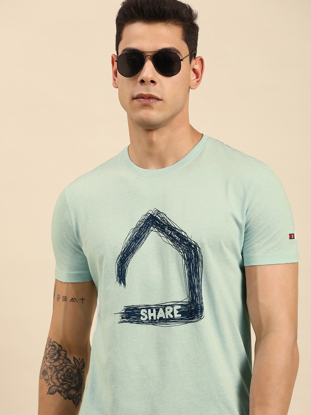 

Being Human Men Blue & Black Printed T-shirt