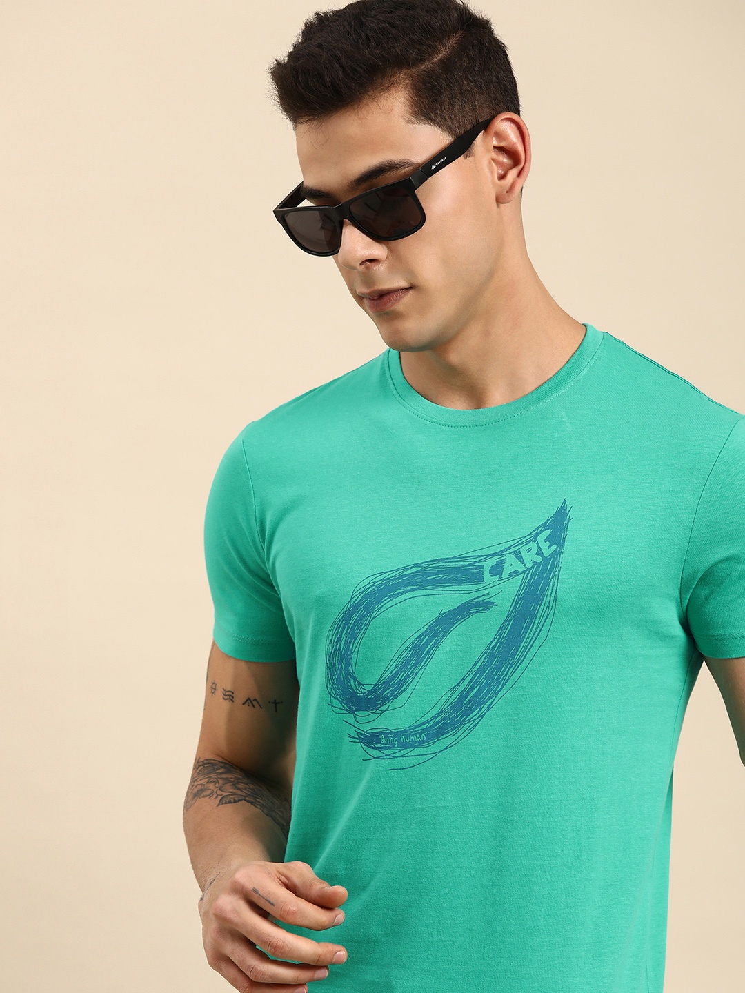 

Being Human Men Blue & Turquoise Blue Printed Casual T-shirt