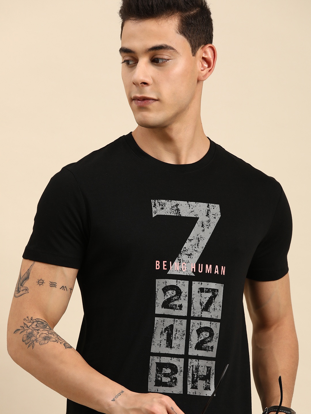 

Being Human Men Black & Grey Printed T-shirt