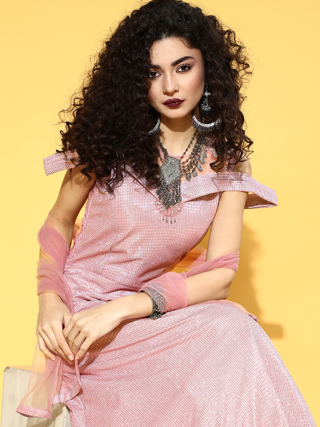 

Chhabra 555 Women Pretty Pink Embellished Gown for Days