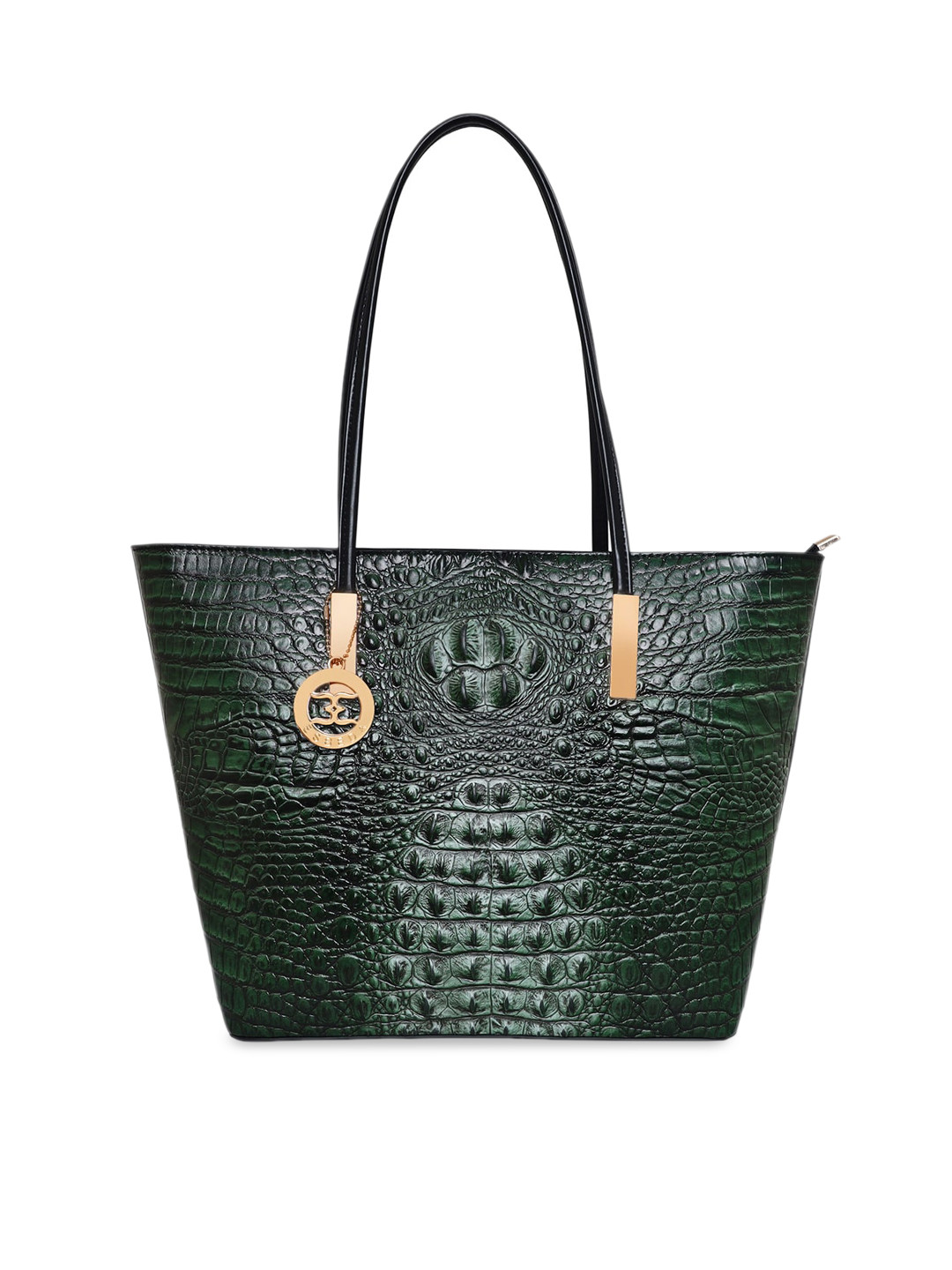 

ESBEDA Green Crocodile Textured PU Structured Shoulder Bag