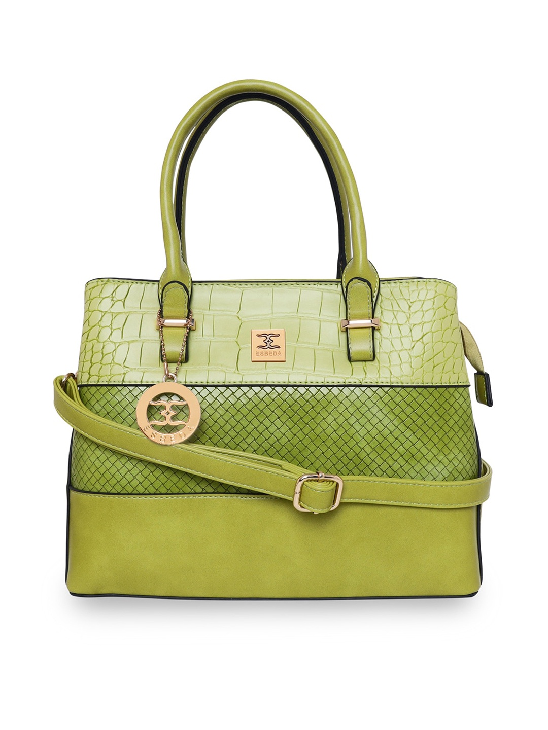 

ESBEDA Green Self Design PU Structured Handheld Bag