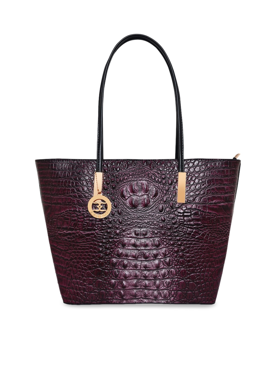 

ESBEDA Burgundy Textured Structured Shoulder Bag