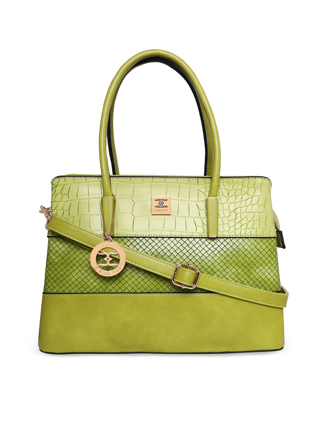 

ESBEDA Green PU Structured Handheld Bag with Cut Work