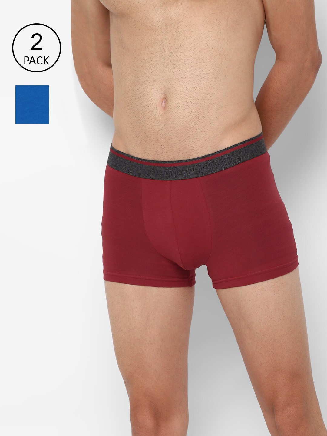 

Peter England Men Blue & Maroon Pack Of 2 Solid Trunks