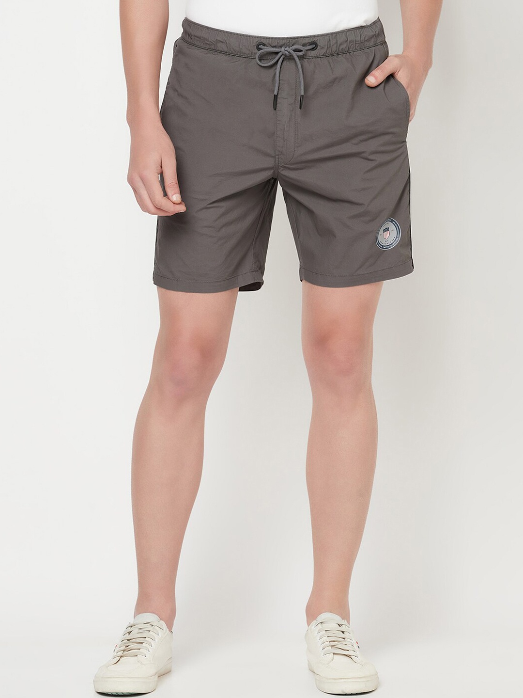

Octave Men Gunmetal-Toned Solid Cotton Plus Size Regular Fit Shorts, Metallic