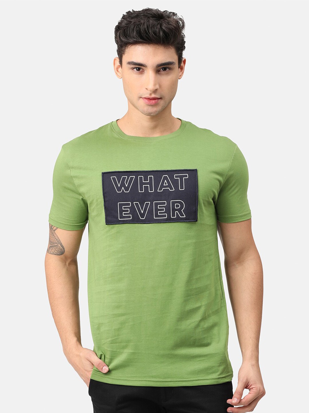 

Snitch Men Green & Black Typography Printed Cotton T-shirt