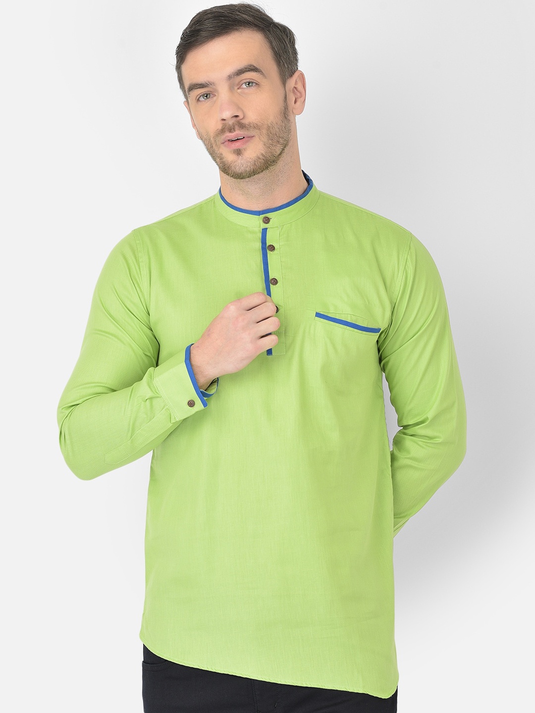

SG LEMAN Men Sea Green Cotton Kurta