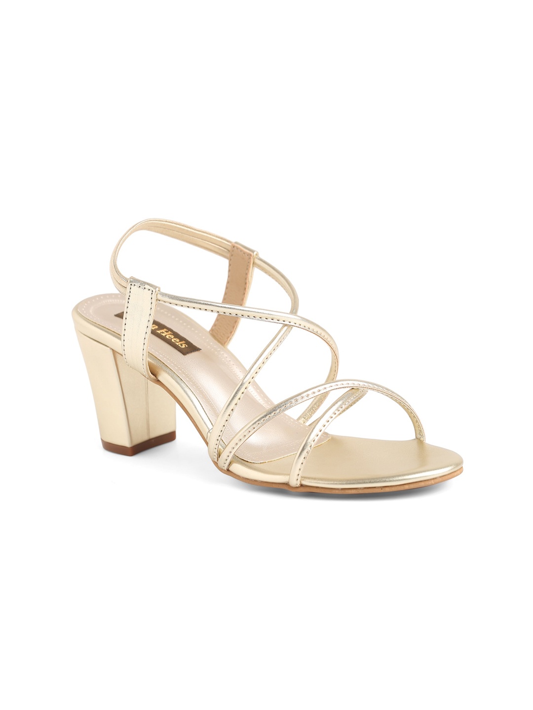 

Flat n Heels Women Gold-Toned Solid Block Heels