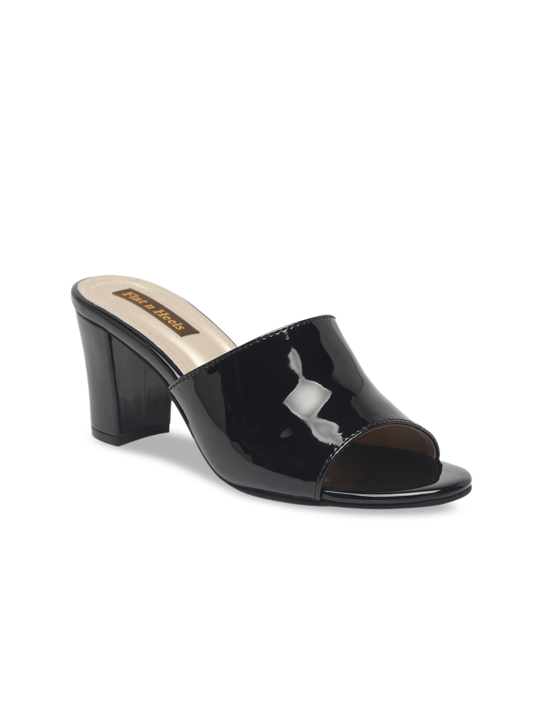 

Flat n Heels Black Block Mules